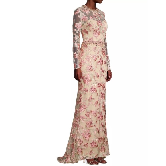 Mac Duggal pink Floral Embroidered Tulle Column Gown - Picture 6 of 16